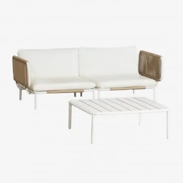 Sofá De Jardim Modular De 2 Peças Com 2 Poltronas De Canto E Mesa De Centro Roubly Beige De Amêndoa - Sklum