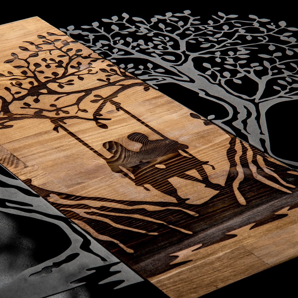 Acessório Decorativo de Parede Eva – Preto e Nogueira – 76 x 58 cm