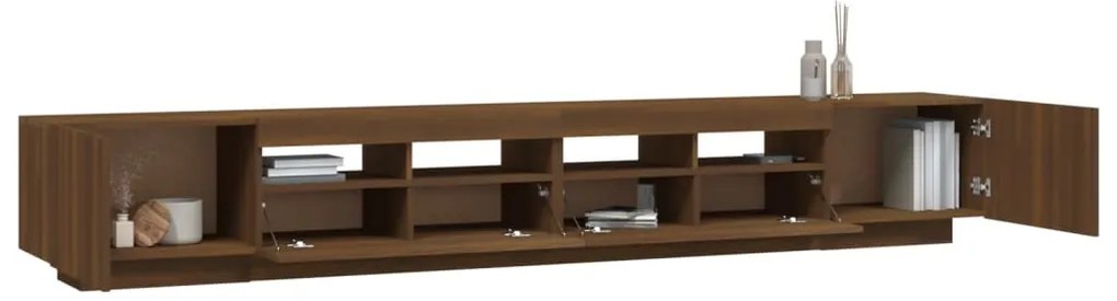 Conjunto móveis de TV 3pcs c/ LEDs madeira carvalho castanho
