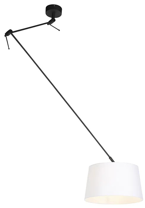 Candeeiro de suspensão preto com abajur de linho branco 35 cm - Blitz Country / Rústico