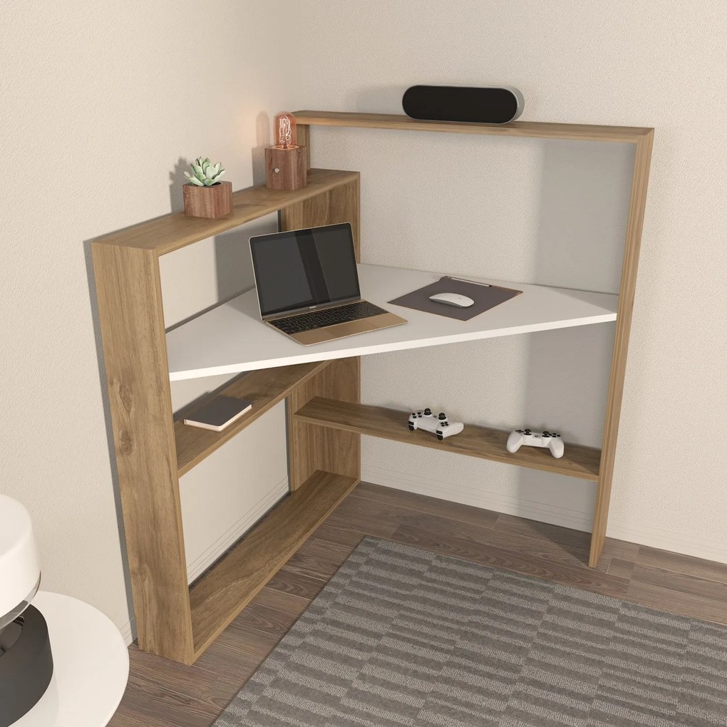 Secretária Kelly – Nogueira/Branco – 93,6 cm x 114 cm