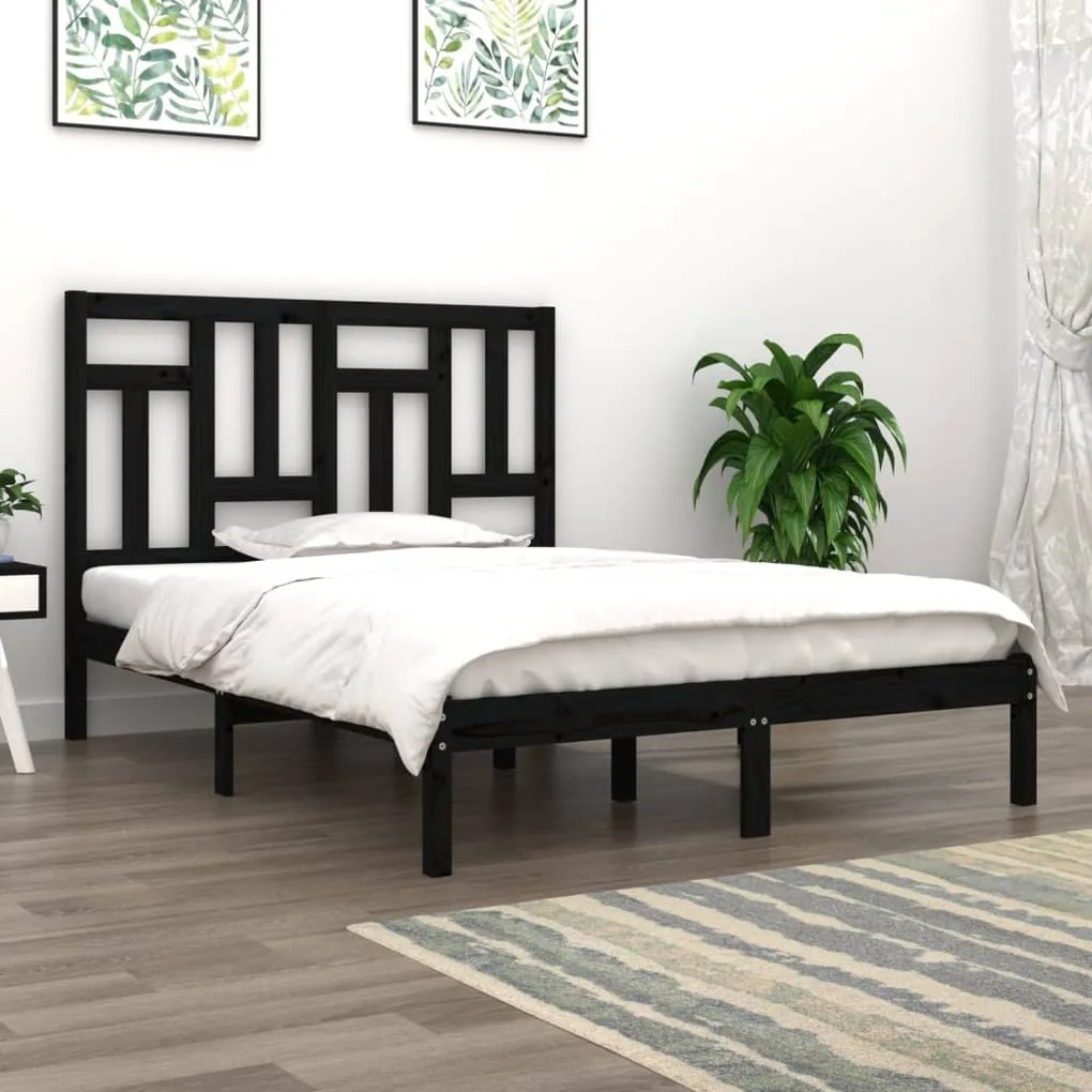 vidaXL Estrutura de cama 200x200 cm pinho maciço preto
