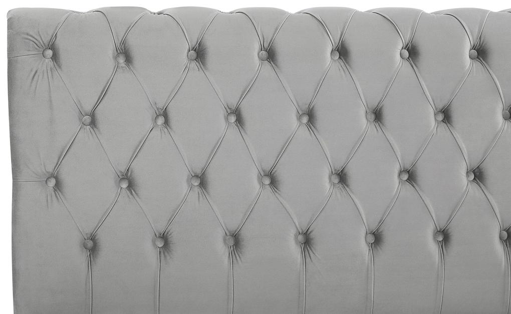 Cama de casal de água em veludo cinzento 180 x 200 cm AVALLON Beliani
