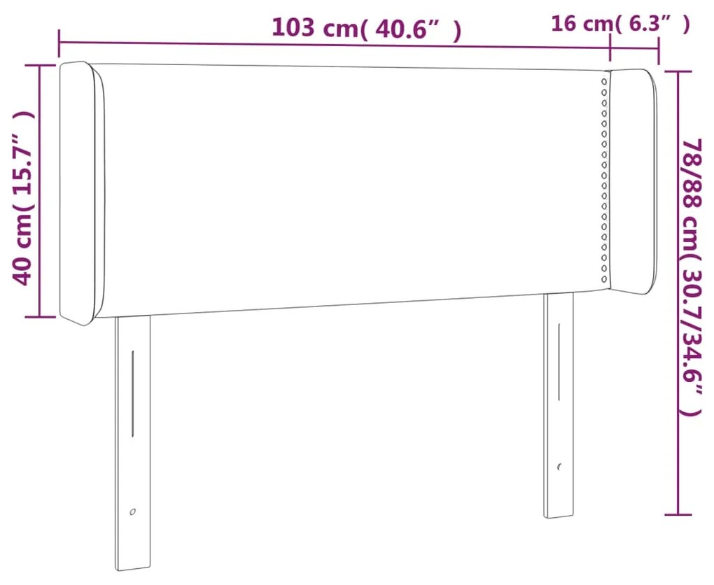 Cabeceira de cama c/ abas tecido 93x16x78/88 cm cinzento-claro