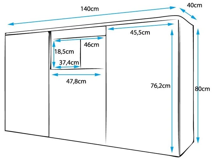 Aparador Nevada de 140cm - Branco - Design Moderno