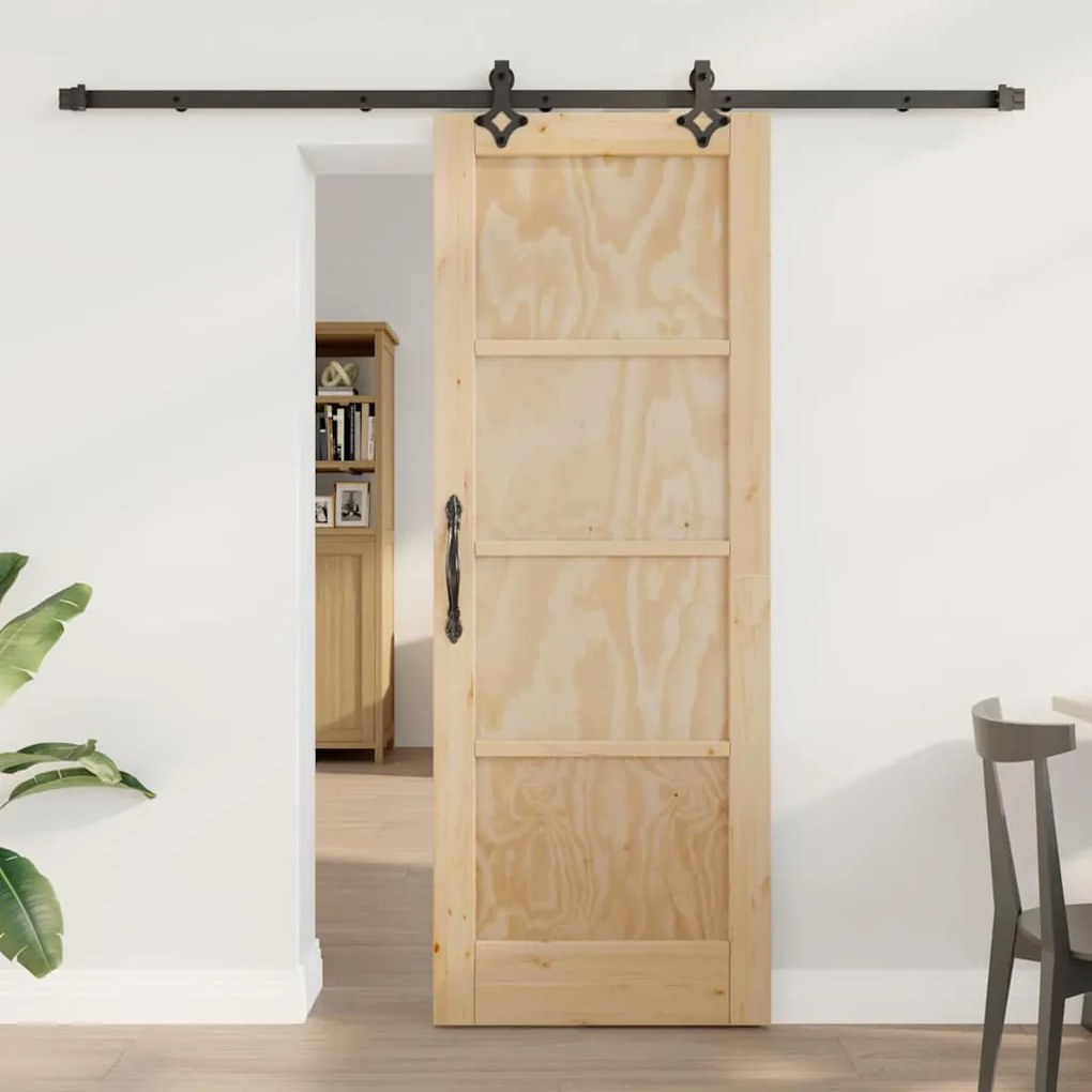 vidaXL Conjunto de Porta Deslizante Natural e preto 73,5 x 198,5 cm