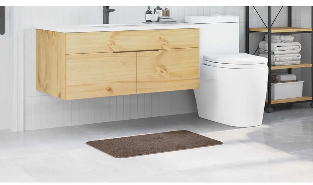 Tapete de Banho Retangular Castanho 50x80 cm Polipropileno Antiderrapa