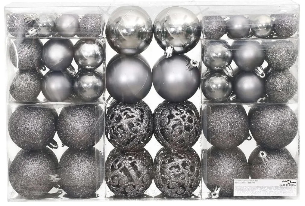 Enfeites de Natal 100 pcs 3 / 4 / 6 cm cinzento