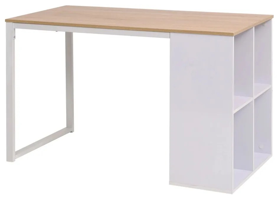Secretária Escritório, Computador 120x60x75 cm Cor Carvalho e Branco
