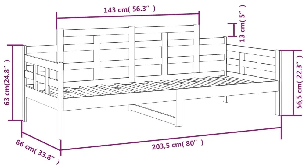 Sofá-cama 80x200 cm madeira de pinho maciça branco