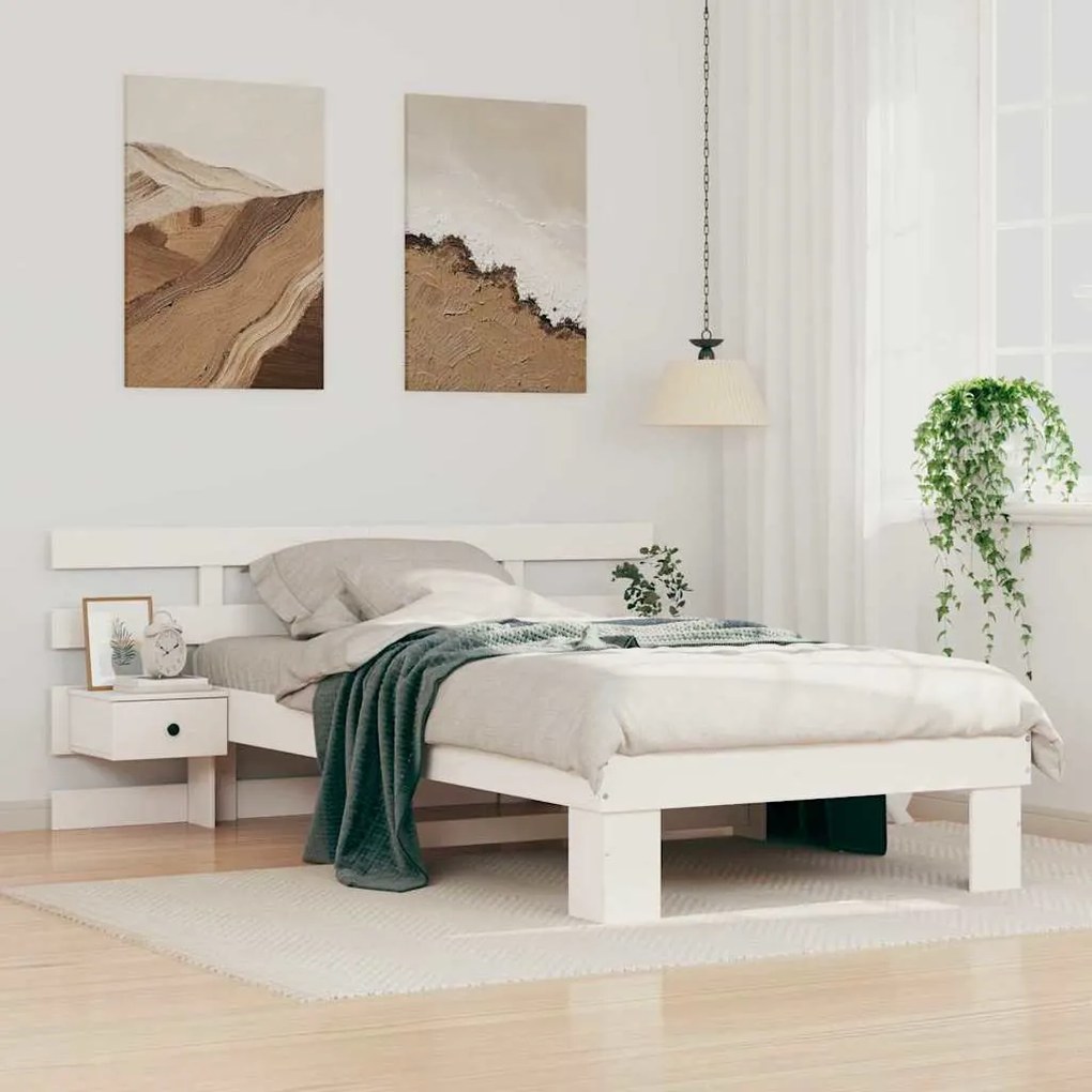 vidaXL Estrutura da Cama Branco 80 x 200 cm Madeira de Pinheiro Sólida