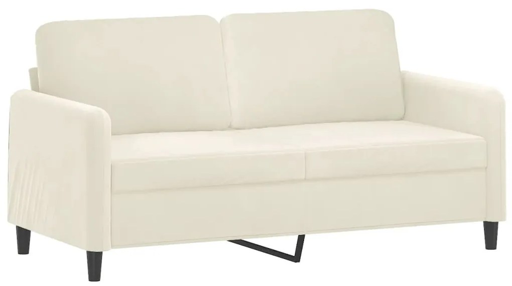 Sofá 2 lugares c/ almofadas decorativas 140 cm veludo creme