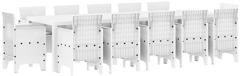 Conjunto de Jantar para Jardim 13 pcs Branco e Cinza Claro