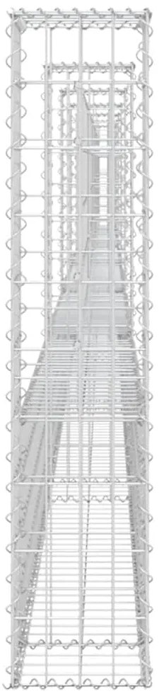 Cesto gabião em forma de U c/ 7 postes 740x20x100 cm ferro