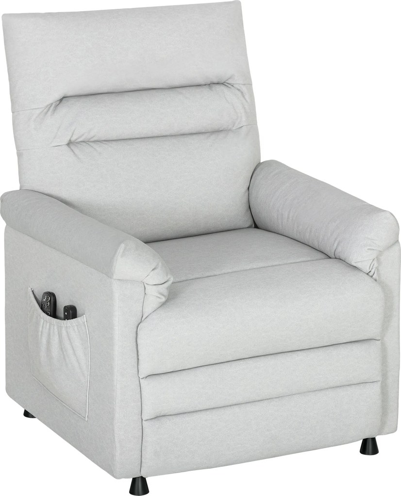 HOMCOM Poltrona relax elétrica massagem e aquecimento, poltrona reclinável, apoio para os pés, motor silencioso, 82x99x106cm, cinza | Aosom Portugal