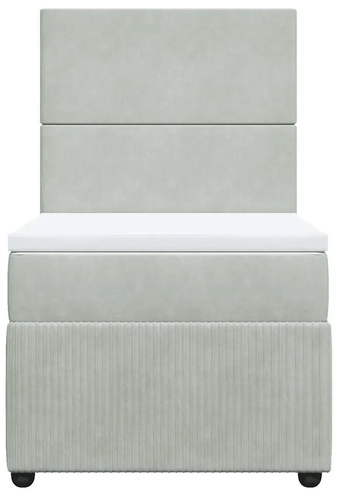 Cama com molas/colchão 100x200 cm veludo cinza-claro