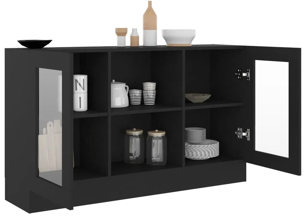 Armário vitrine 120x30,5x70 cm derivados de madeira preto