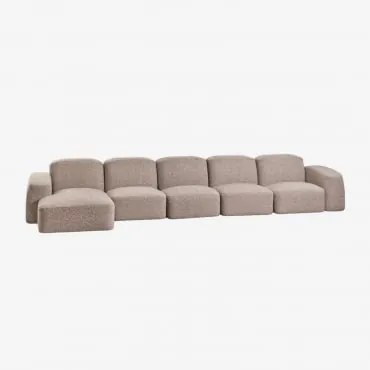 Sofá Modular Com Chaise Longue Esquerda Bastian De 5 Peças Bouclé Castanho Moca - Sklum