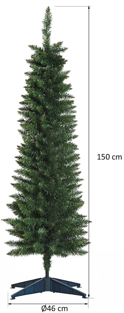 Árvore de natal Φ46x150cm Artificial Pinheiro Decoração de Natal com suporte de plástico 294 Ramos Verde PVC