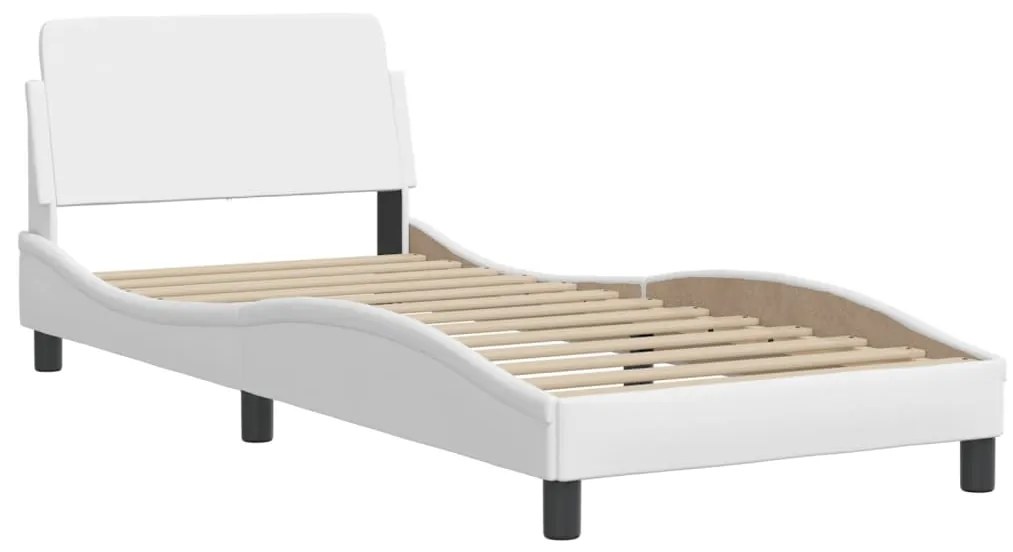 Cama com colchão 80x200 cm couro artificial branco