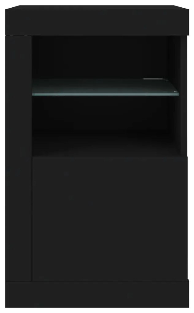 Móveis de apoio c/ luzes LED 2 pcs derivados de madeira preto