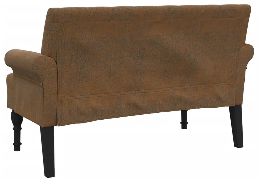 Banco com encosto 120x62x75,5 cm camurça artificial castanho