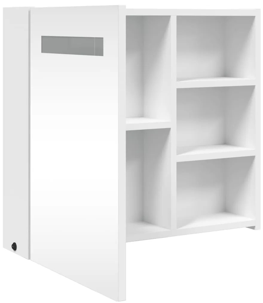 Armário espelhado p/ casa de banho c/ LEDs 60x13x52cm branco