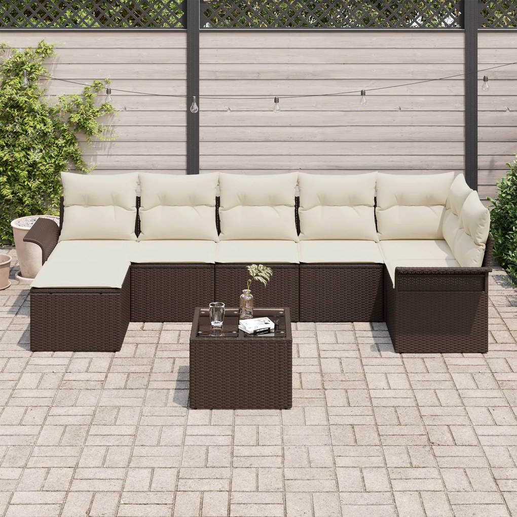 Conjunto de Sofás de Jardim vidaXL de 7 Peças com Almofadas Cinza de P