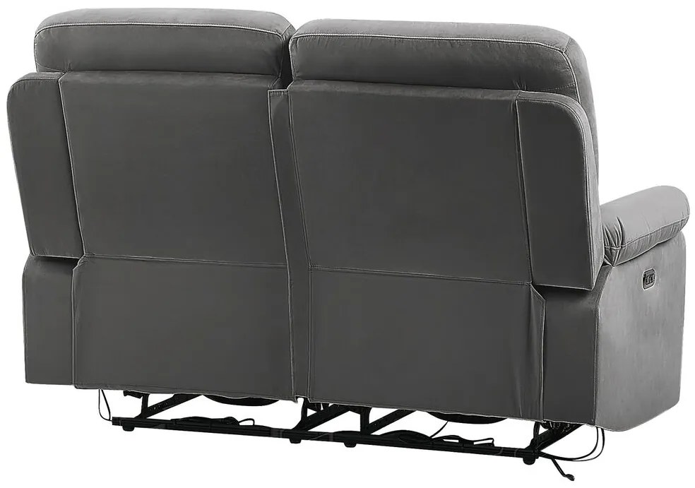 Sofá reclinável de 2 lugares veludo cinzento escuro com LED e entrada USB BERGEN Beliani