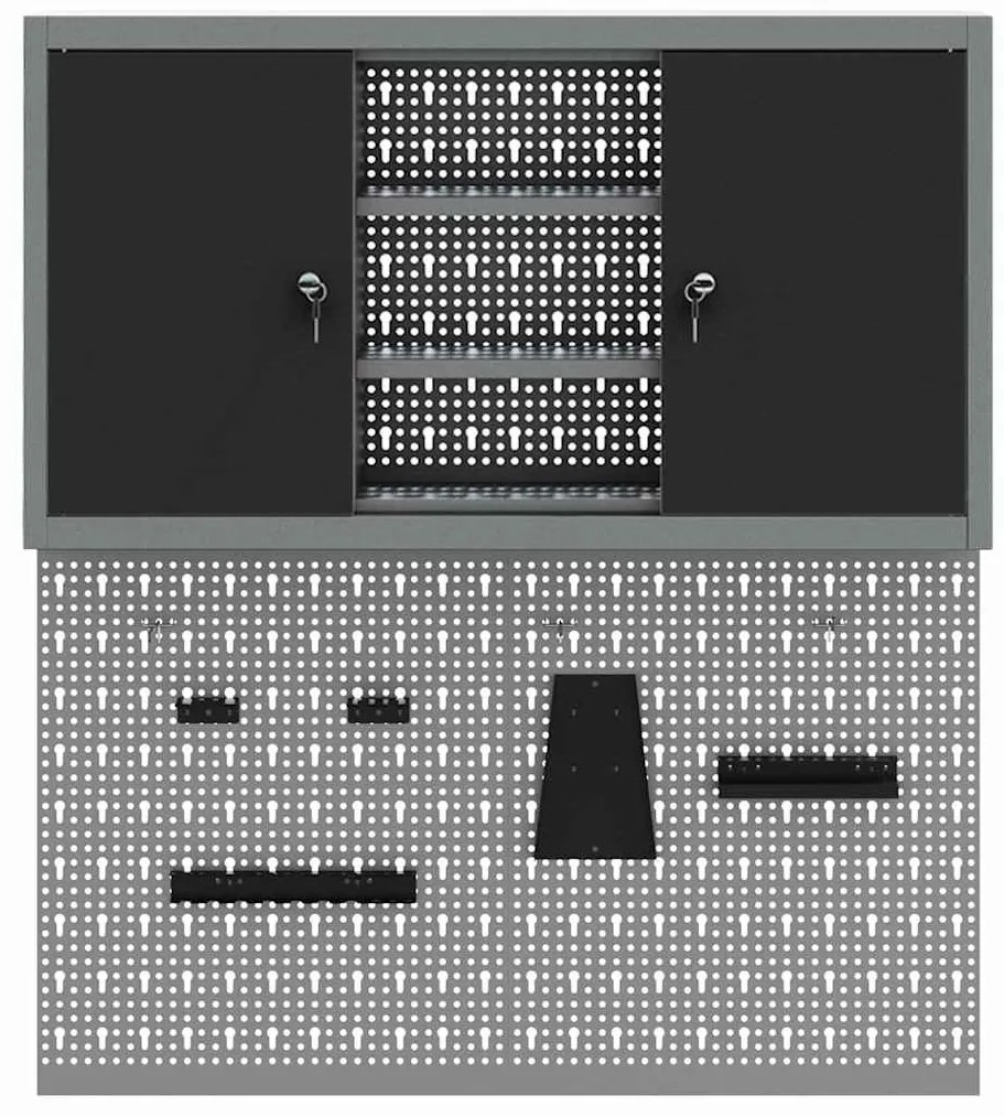 Conjunto de Armário de Ferramentas e Painel de Ferramentas VidaXL 3 Pe
