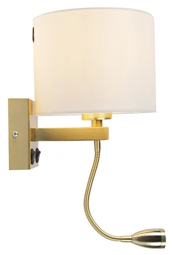 LED Candeeiro de parede dourado USB com cúpula branca - Brescia Combi Moderno