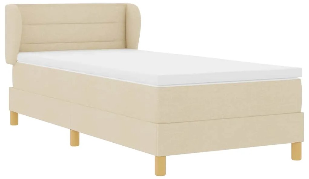 Cama Box Spring vidaXL com Colchão Creme 90x200 cm Tecido