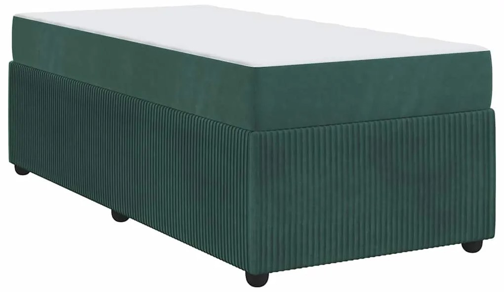 Estrutura de cama com colchão Verde-escuro 90 x 190 cm Veludo