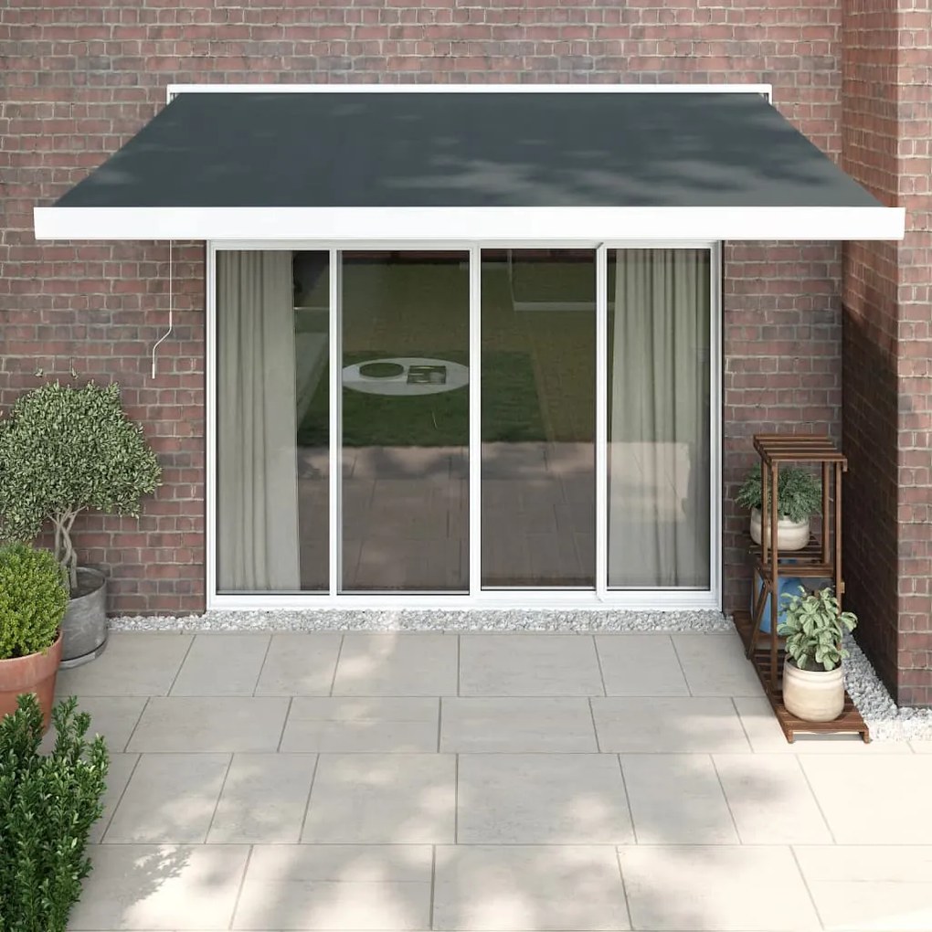 vidaXL Toldo retrátil 3,5x2,5 m tecido e alumínio antracite