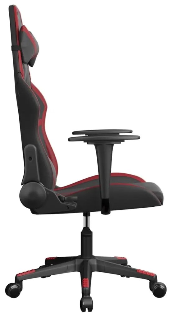 Cadeira gaming couro artificial preto e vermelho tinto