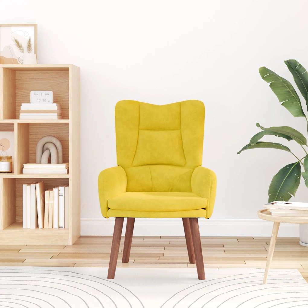 Cadeira Relaxante vidaXL Amarelo Veludo