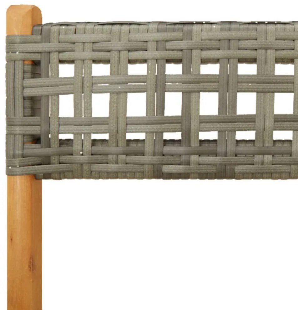 3 pcs conjunto de bistrô vime PE e madeira maciça cinzento