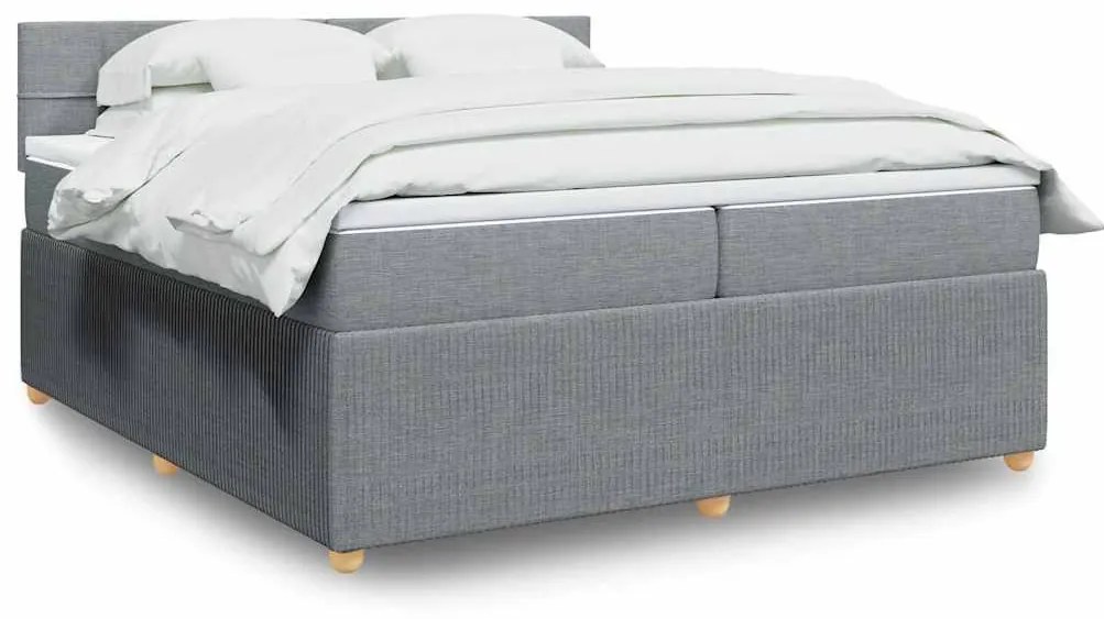 vidaXL Cama com molas/colchão 200x200 cm tecido cinza-claro