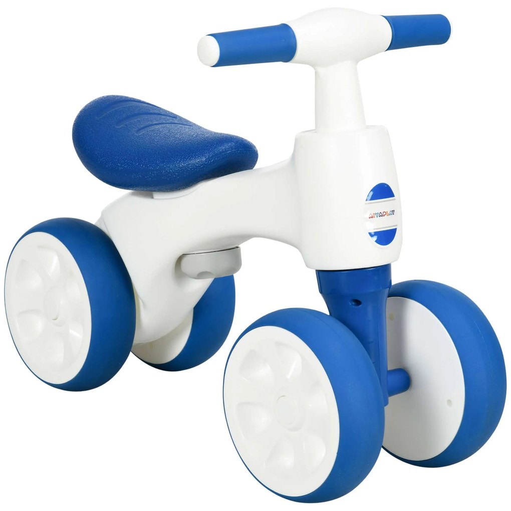 AIYAPLAY Bicicleta Infantil sem Pedais Guiador Antiderrapante 4 Rodas Estáveis Azul 56x30x42 cm