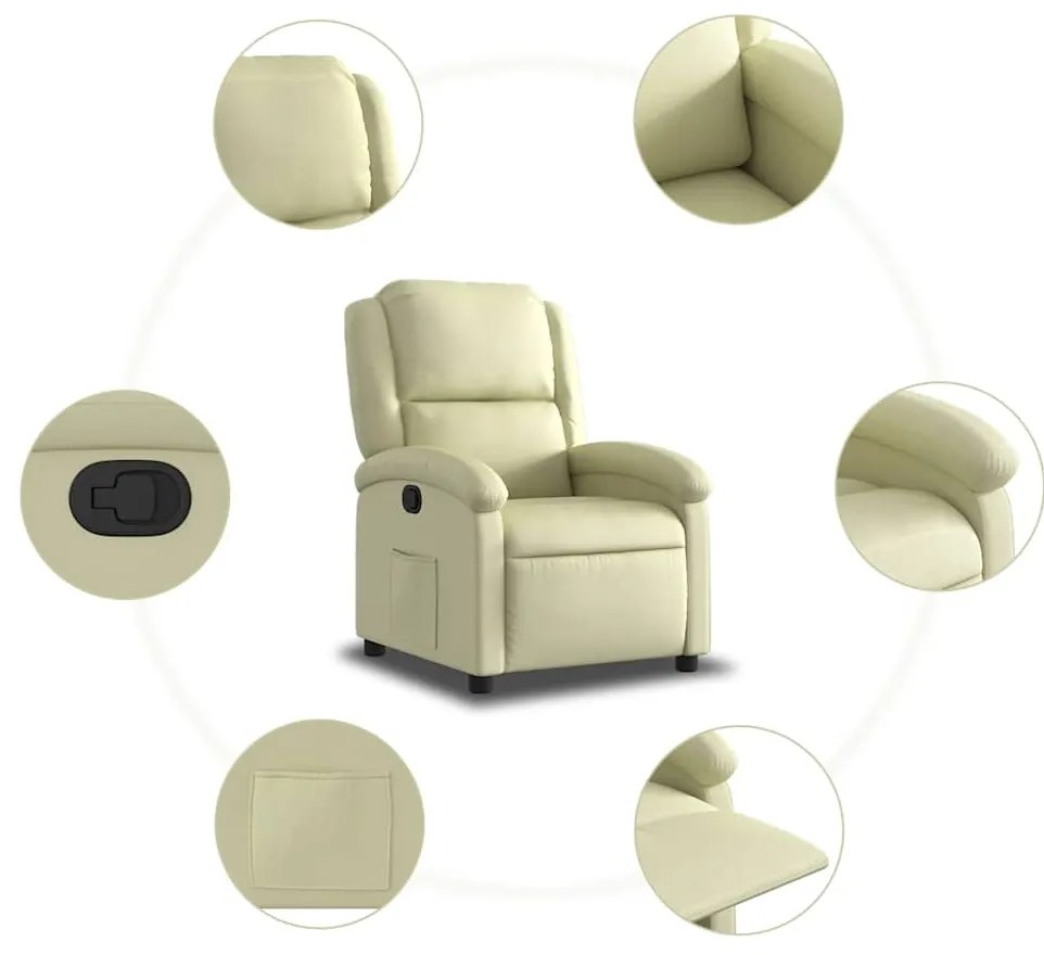 Poltrona reclinável couro genuíno cor creme
