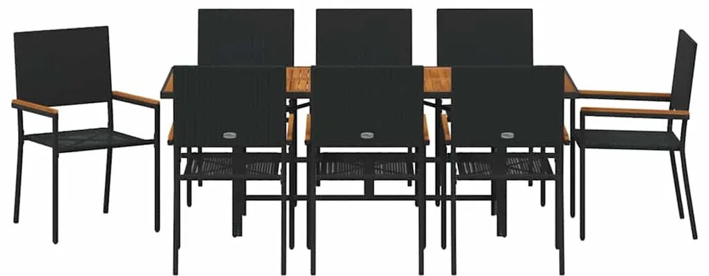 Conjunto de Jantar de Jardim vidaXL 9 Peças Preto Poliratan