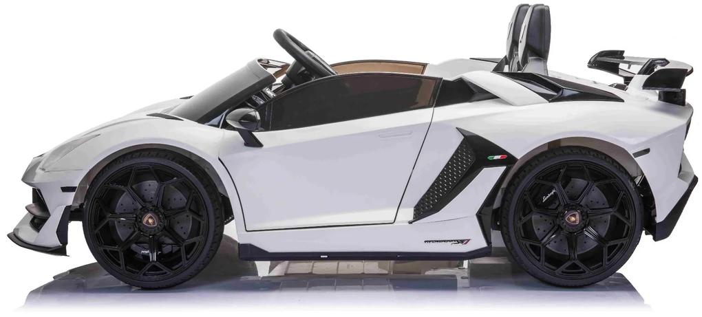 Carro elétrico para crianças Lamborghini Aventador 12V 2 Lugares, portas de abertura vertical, motor 2 x 12V, bateria de 12V, controle remoto de 2,4 G