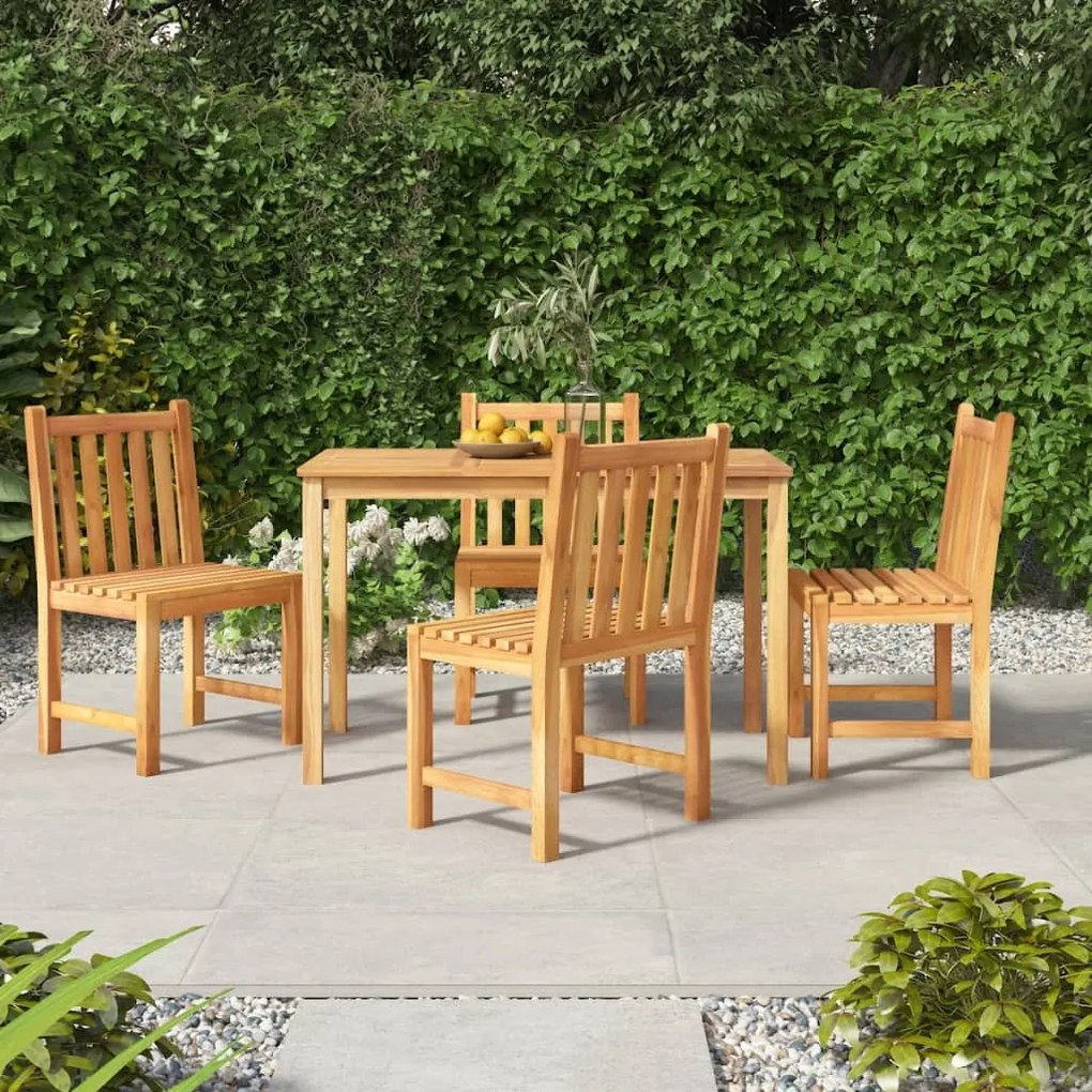 vidaXL 5 pcs conjunto de jantar p/ jardim madeira de teca maciça