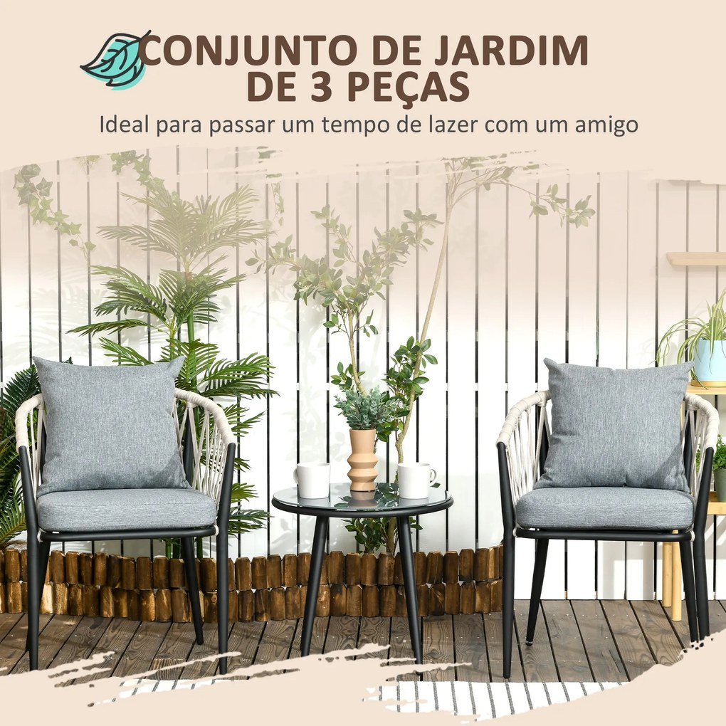 Conjunto Móveis de Jardim 3 Peças Conjunto Móveis de Exterior Incluí M