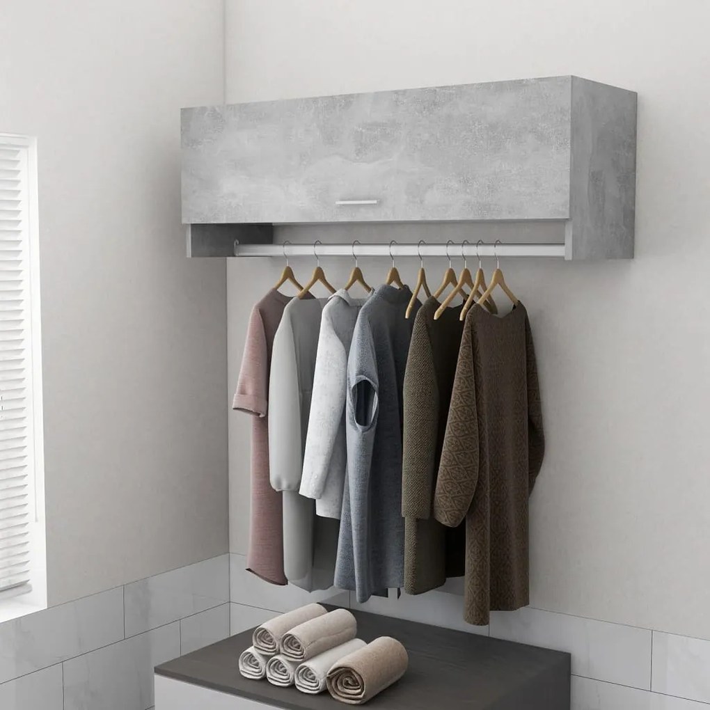 808237 vidaXL Roupeiro 100x32,5x35 cm contraplacado cinzento-cimento