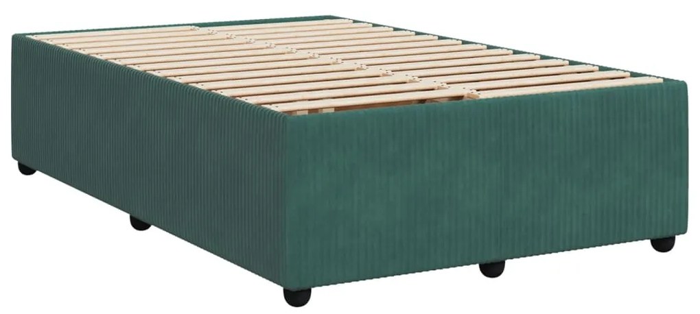 Cama boxspring com colchão 120x200 cm veludo verde-escuro