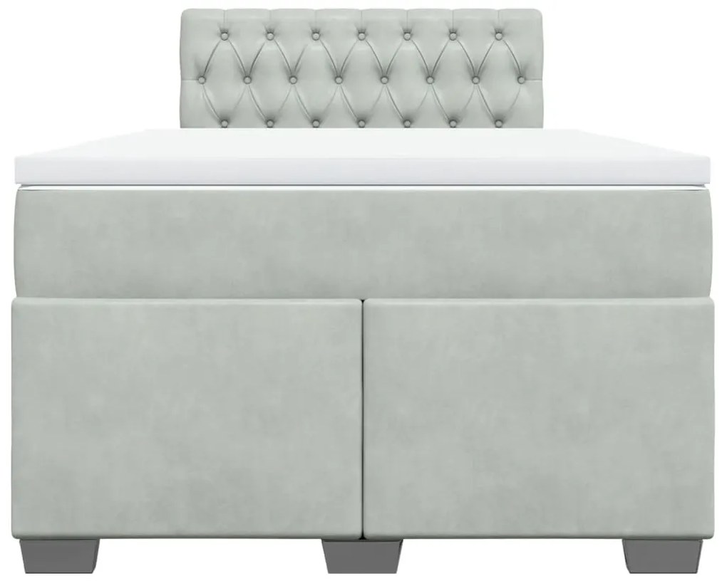 Cama boxspring c/ colchão 120x200 cm veludo cinzento-claro