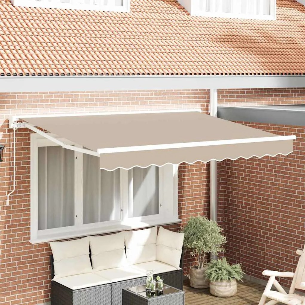 vidaXL Toldo Retrátil Manual Bege 350x200 cm