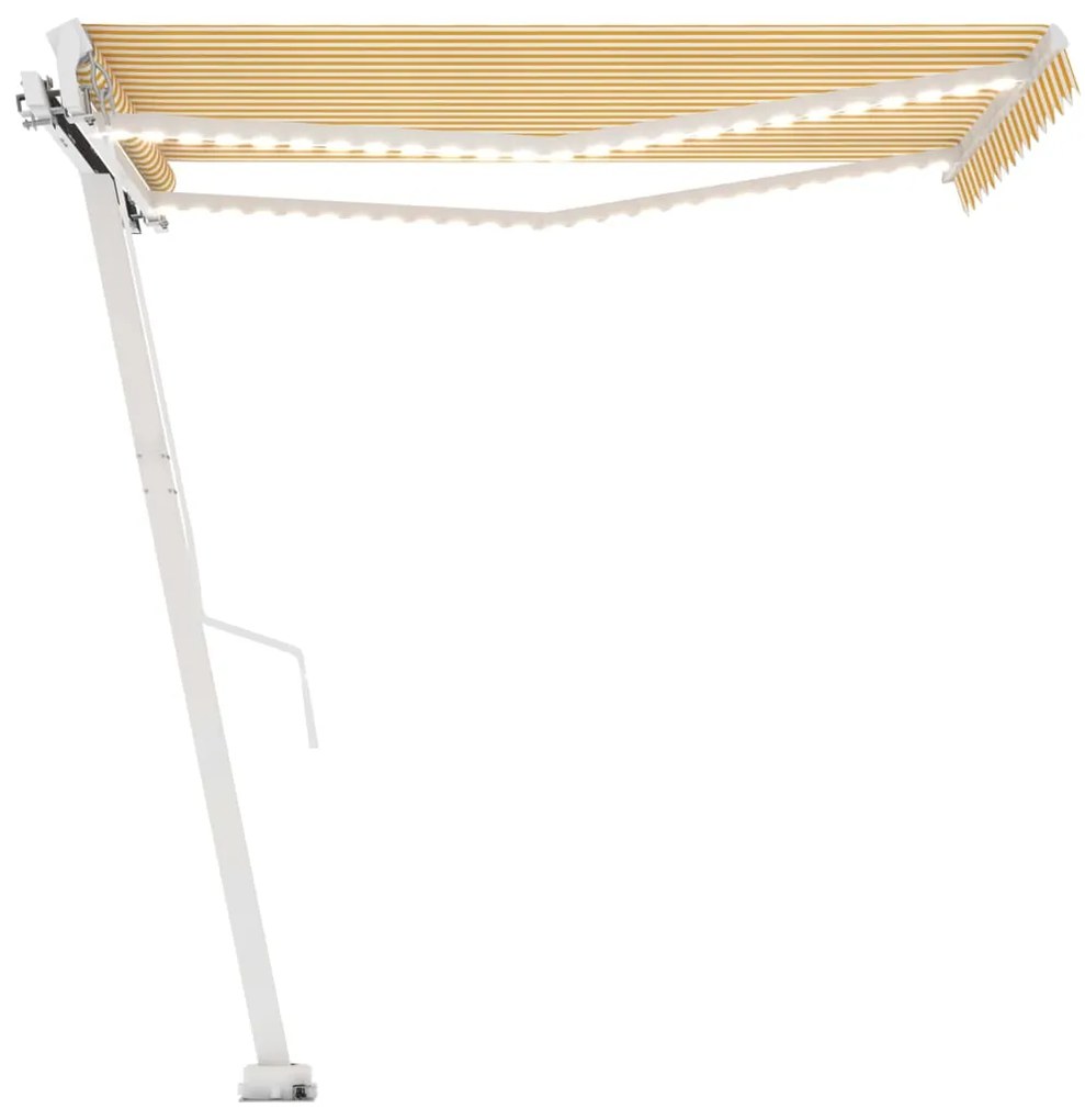 Toldo retrátil manual com LED 300x250 cm amarelo e branco