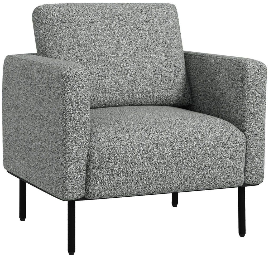 HOMCOM Sofá de Sala Sofá em Tecido 1 Lugar Revestimento Aspecto Linho Pés em Aço 79x76x65 cm Cinza Preto | Aosom Portugal